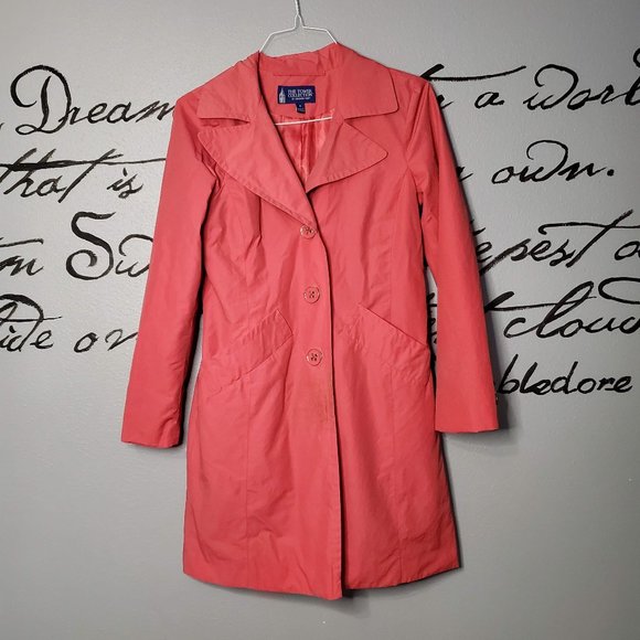 The Tower Collection by London Fog Hot Pink Trench Coat, S - Picture 1 of 10